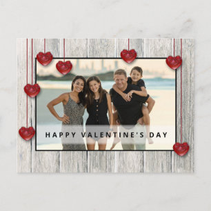 Wood Rustic Valentine's Day LOVE Hearts Photo Card