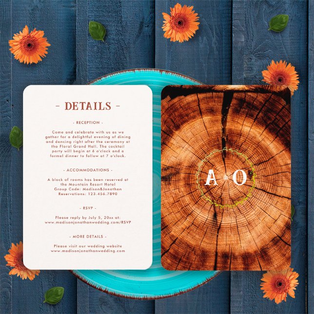 Wood Rustic Wedding Details Hotel Accommodation Enclosure Card (Creator Uploaded)