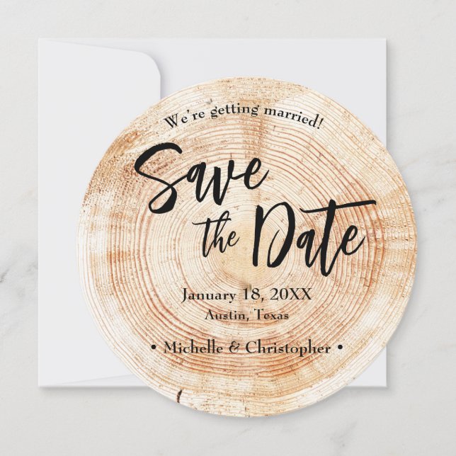 Wood Rustic Wedding Save the date with website Invitation (Front)