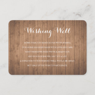 Wood rustic wishing well wedding insert card