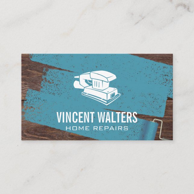 Wood Sander | Painter Roller  Business Card (Front)