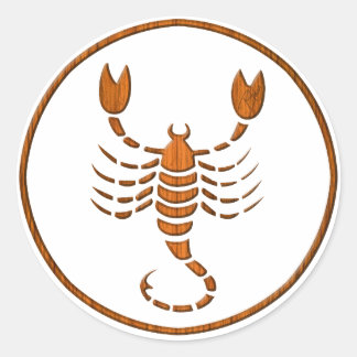 Wood Scorpio Zodiac Scorpion Astrology Sign Classic Round Sticker