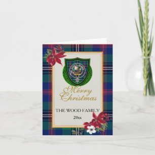 Wood Scottish Clan Tartan & Crest Card