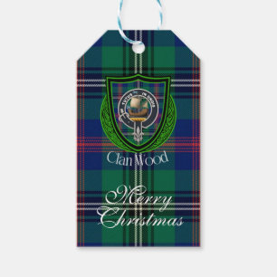 Wood Scottish Clan Tartan & Crest Gift Tags