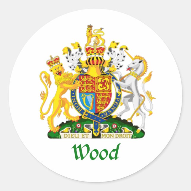 Wood Shield of Great Britain Classic Round Sticker (Front)