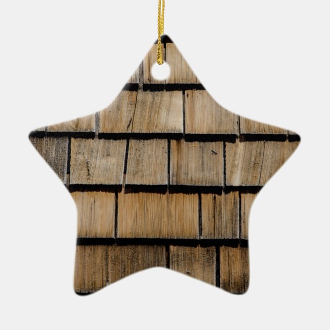 wood shingle ceramic tree decoration (Front)
