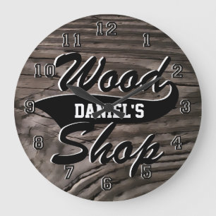 Wood Shop Personalise Large Clock