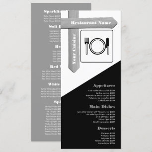 Wood Sign Table Setting, Restaurant Slimline Menu