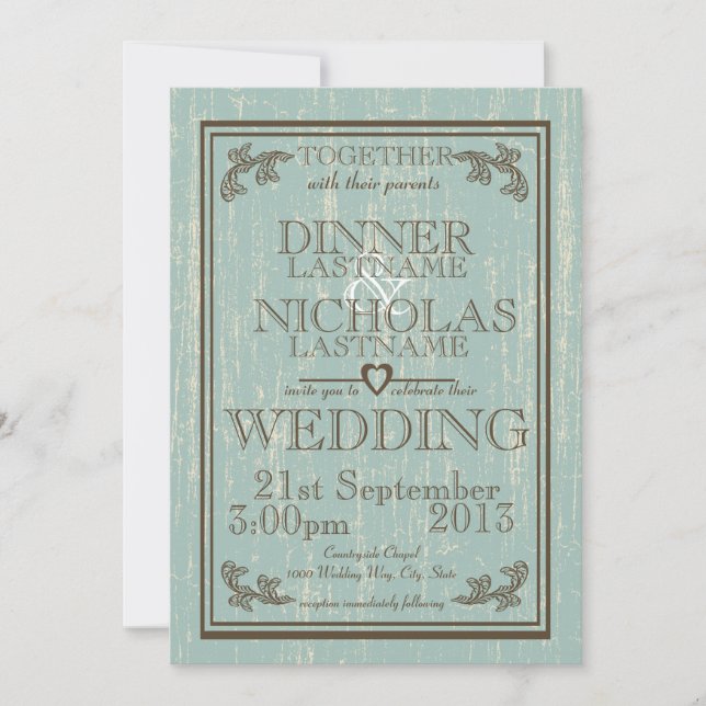 Wood Sign Wedding Invitation (Front)