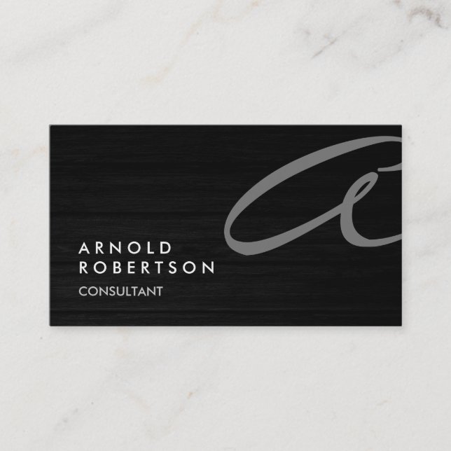 Wood Simple Plain Grey Trendy Business Card (Front)