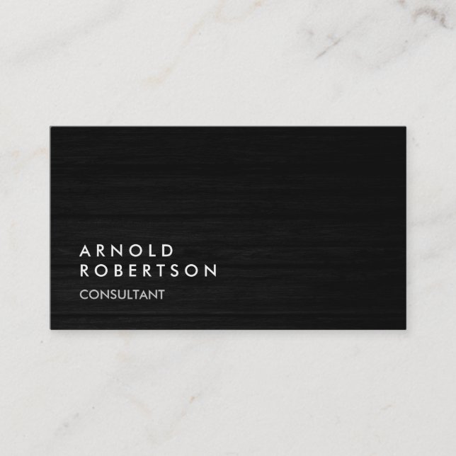 Wood Simple Plain Grey Trendy Business Card (Front)