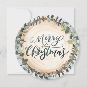 Wood Slice Merry Christmas Holiday Card
