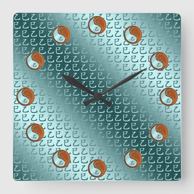 Wood Snake Square Wall Clock (Front)