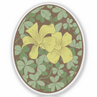 Wood Sorrel Botanical Woodblock Style
