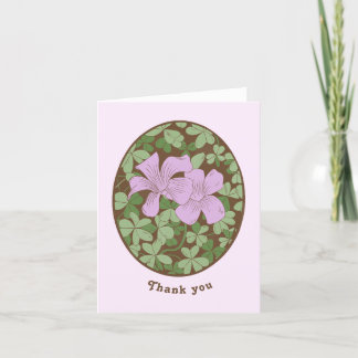Wood Sorrel Woodblock Style Thank You Card