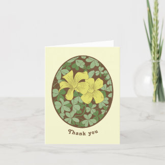 Wood Sorrel Woodblock Style Thank You Card