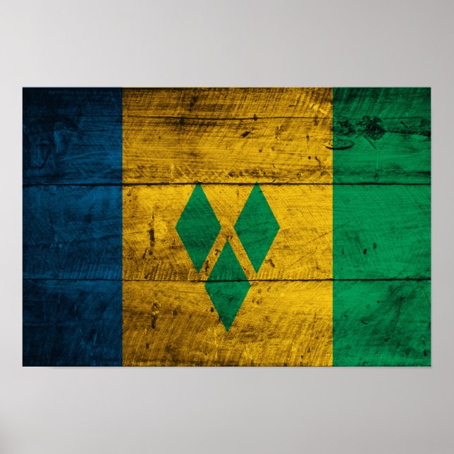 Wood St. Vincent & Grenadines Flag Poster (Front)