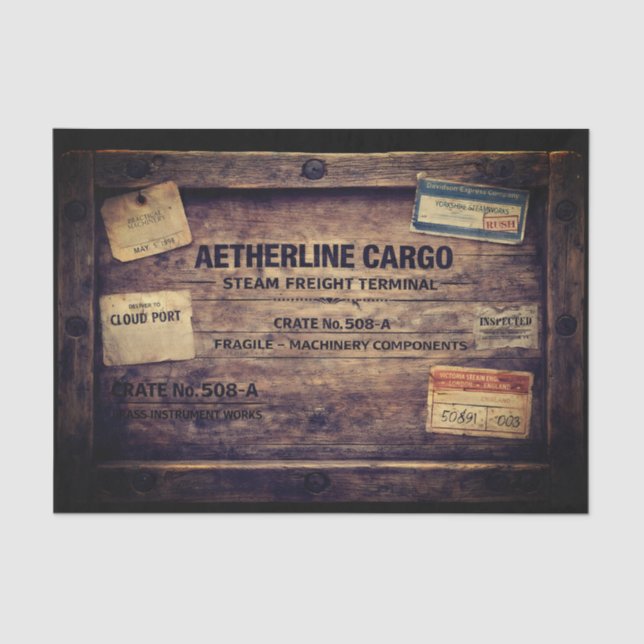 Wood Steampunk Cargo Crate FC2 Decoupage Tissue Paper (Front)