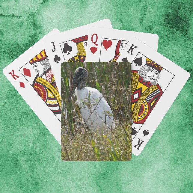 Wood Stork Bird Florida Photograph Playing Cards (A deck of playing cards featuring a wood stork bird.)