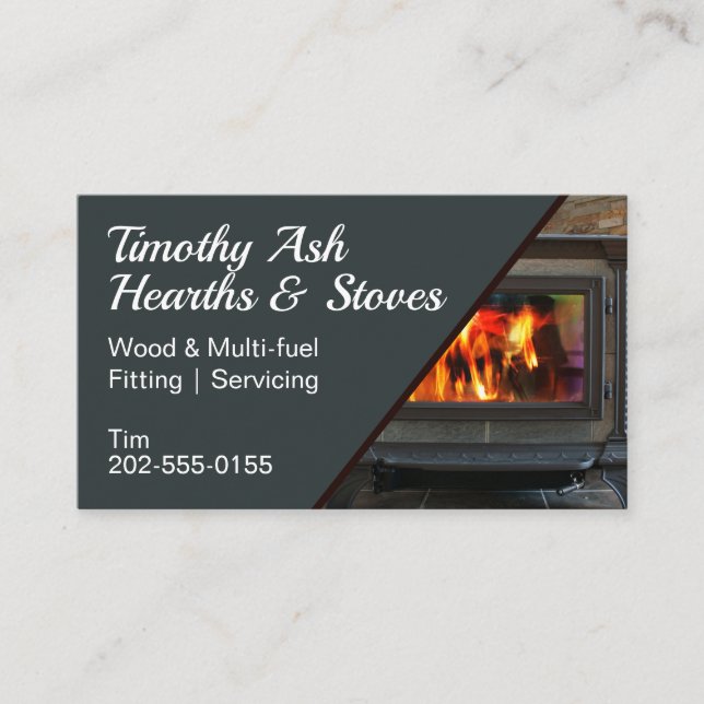 Wood Stove Log Burner Fitter Business Card (Front)