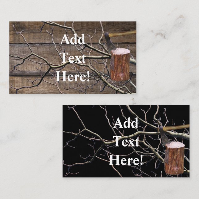 Wood Stump Axe Fire Wood Business Card (Front/Back)