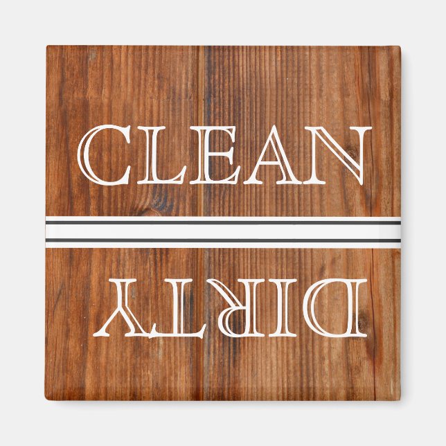 Wood Style Dishwasher Magnet Clean & Dirty (Front)