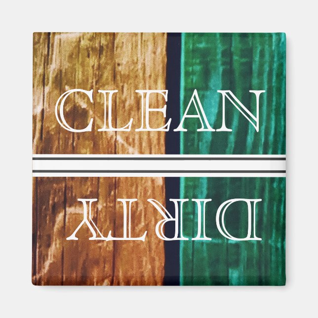 Wood Style Dishwasher Magnet Clean & Dirty (Front)