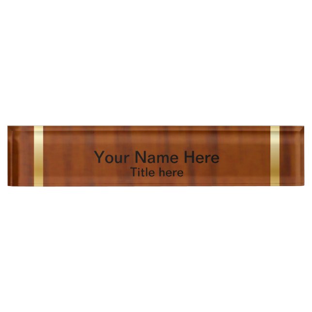 Wood Style Gold Bar Name Plate (Front)