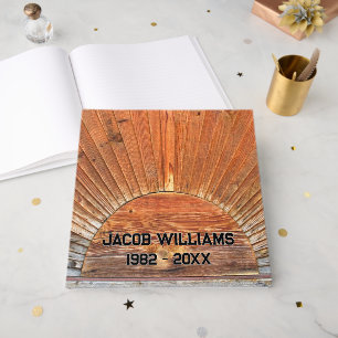 Wood Sunbeam Design Memorial Service Guest Book