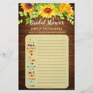 Wood Sunflower Blossom Bridal Shower Game