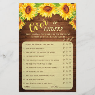 Wood Sunflower Blossom Greenery Bridal Shower Game