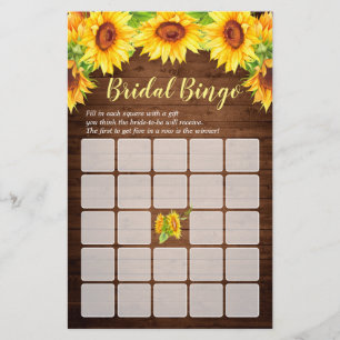 Wood Sunflowers Double-Sided Bridal Shower Game
