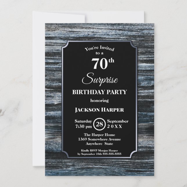 Wood Surprise 70th Birthday Party Invitation (Front)