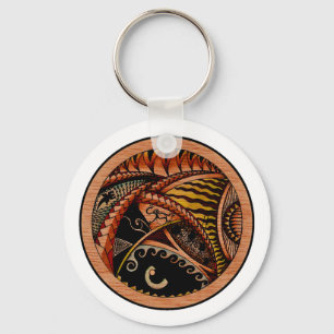 Wood Tattoo Key Ring