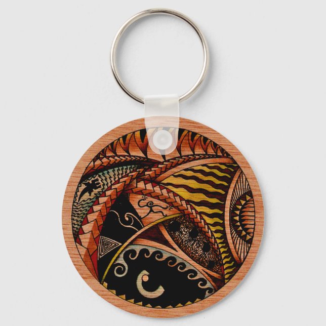 Wood Tattoo Key Ring (Front)