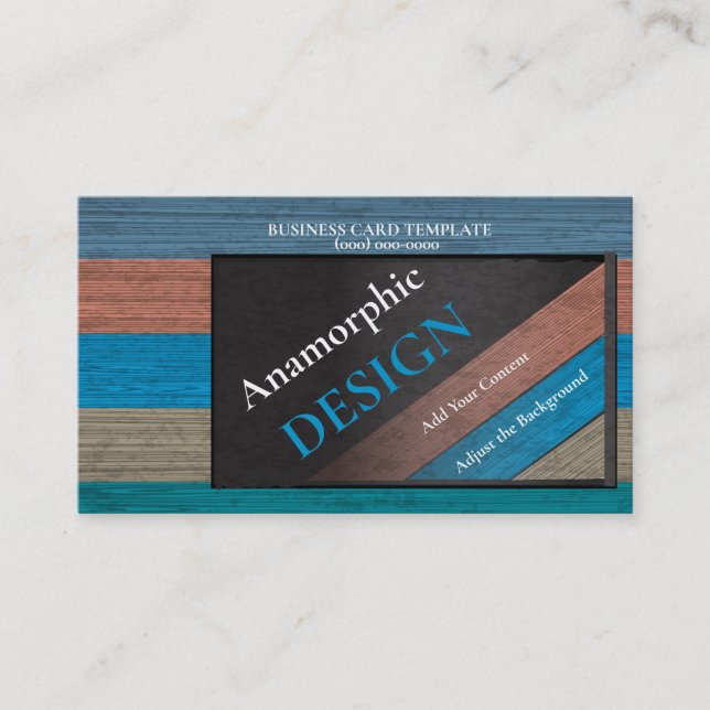 Wood Texture Anamorphic Unique Business Card (Front)