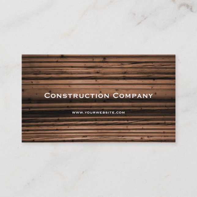 Wood Texture Construction Business Card (Front)