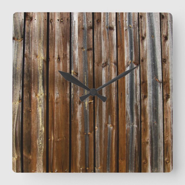 Wood Texture Cool Unique Square Wall Clock (Front)