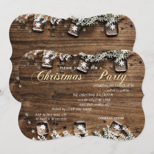 Wood Texture, Corporate Christmas Party Invitation