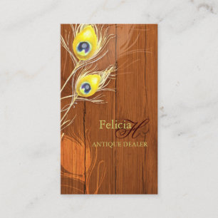Wood Texture Monogram Antique Business Card