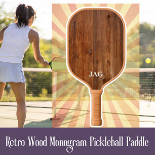 Wood Texture Monogram Pickleball Paddle