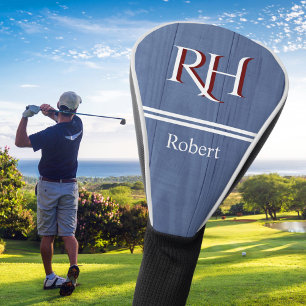 Wood Texture Personalised Monogram Name  Golf Head Cover