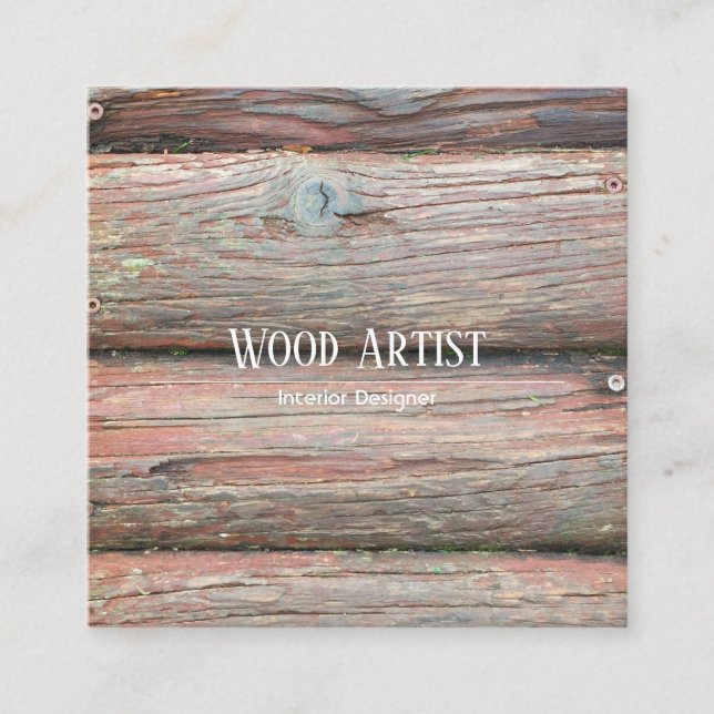 Wood Texture Style Design Square Business Card (Front)