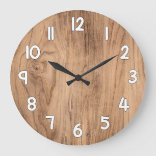 Wood Texture Wall Clock – Natural Rustic Home Deco