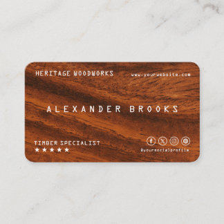 Wood Texture with QR Code | Carpenter Business Card