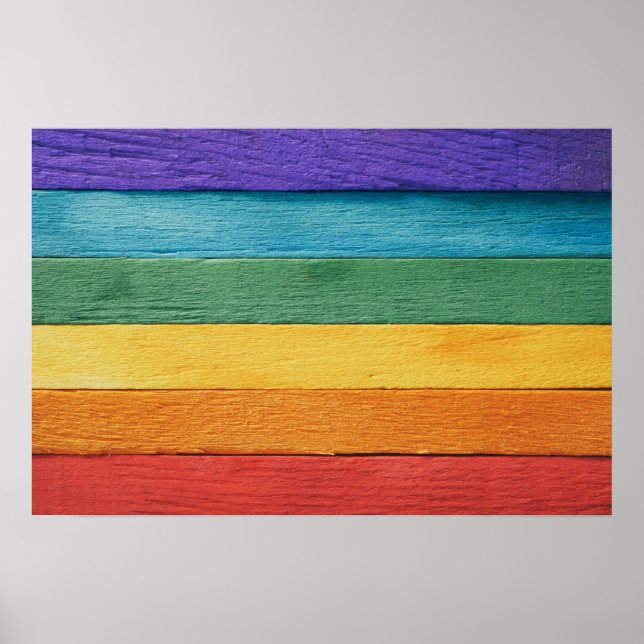 Wood-Textured Rainbow flag  Poster (Front)