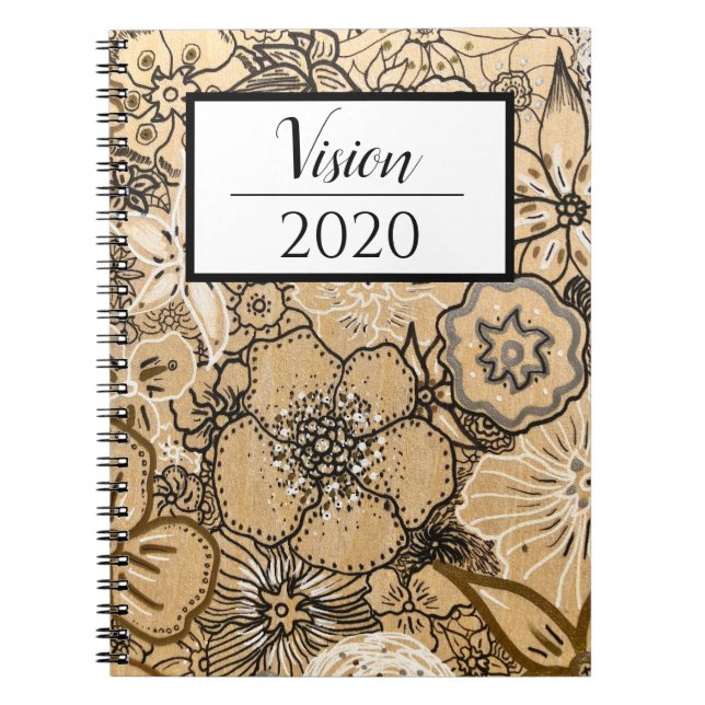 Wood Themed Floral Notebook Vision 2020 (Front)