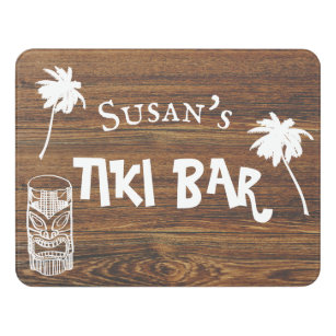 Wood Tiki Bar Custom Fun Backyard  Door Sign
