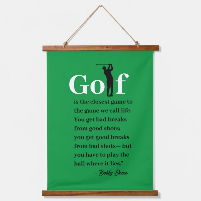 Wood Topped Golf Quote Wall Tapestry (Front)