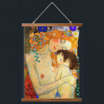 Wood Topped Wall Tapestry<br><div class="desc">Mother and Child - detail from The Three Ages of Woman,  a popular painting by Austrian symbolist & art nouveau artist Gustav Klimt from 1905.  Fine art tapestry wall hanging.</div>